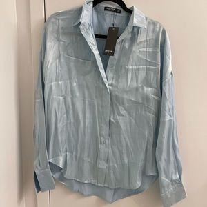 NWT Nasty Gal icy blue button down!